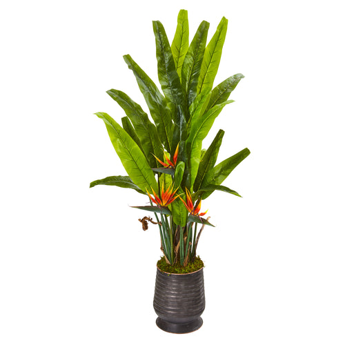 62” BIRD OF PARADISE ARTIFICIAL PLANT IN DECORATIVE PLANTER