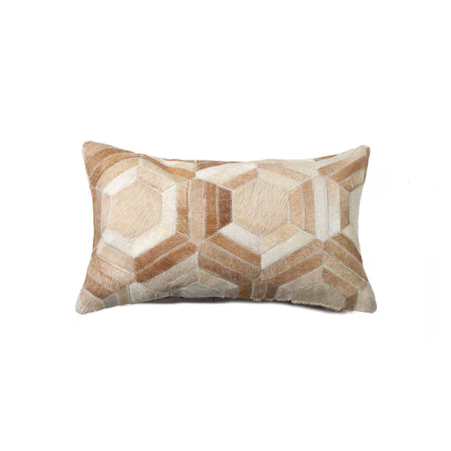 NATURAL COWHIDE HEXAGON PILLOW