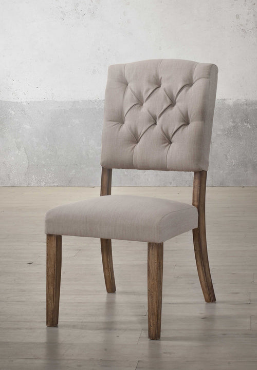 CREAM LINEN AND WEATHERED OAK SIDE CHAIR (2PC)