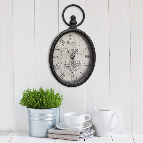 OVAL ANTIQUED METAL CLOCK