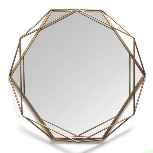 GOLD METAL OCTAGON FRAMED WALL MIRROR