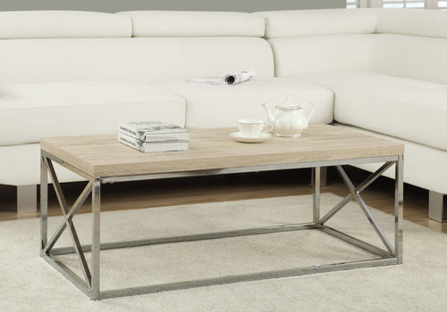 LIGHT NATURAL AND CHROME COFFEE TABLE