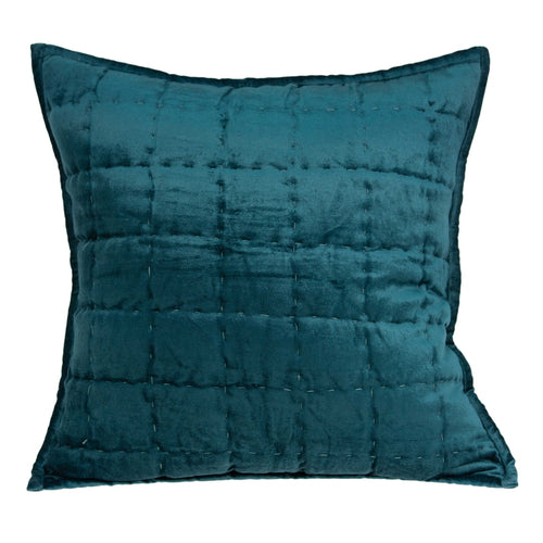 TRANSITIONAL TEAL SOLID QUILTED PILLOW COVER