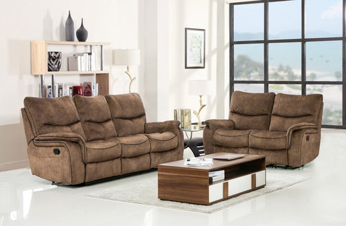 MODERN LIGHT BROWN LEATHER SOFA AND LOVESEAT