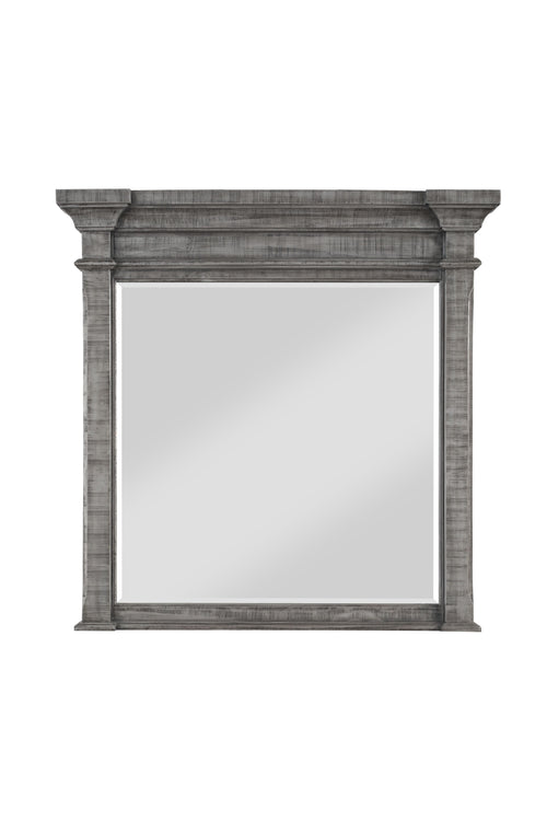 WOODEN FINISH MOLDED BEVEL FRAME WALL MIRROR