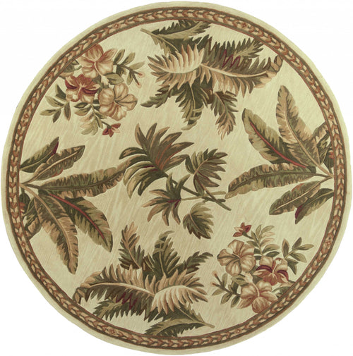 TROPICAL PLANTS ROUND AREA RUG