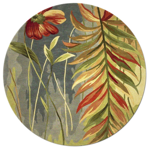 TROPICAL PLANTS ROUND AREA RUG
