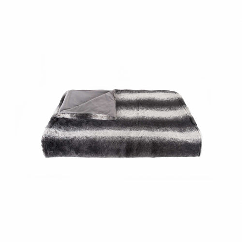 IRVING CHARCOAL WHITE FUR THROW