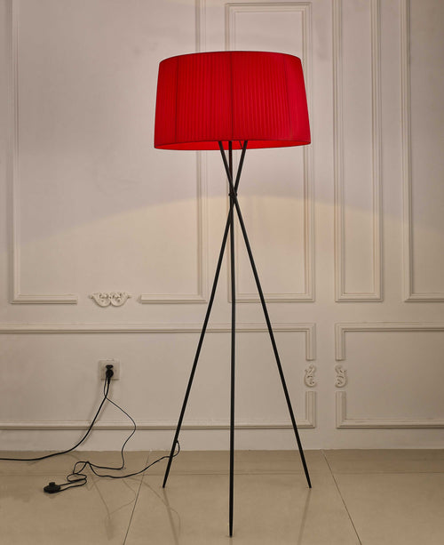 RED METAL FLOOR LAMP