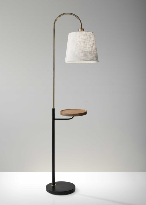 ANTIQUE BRASS AND BLACK METAL FLOOR LAMP