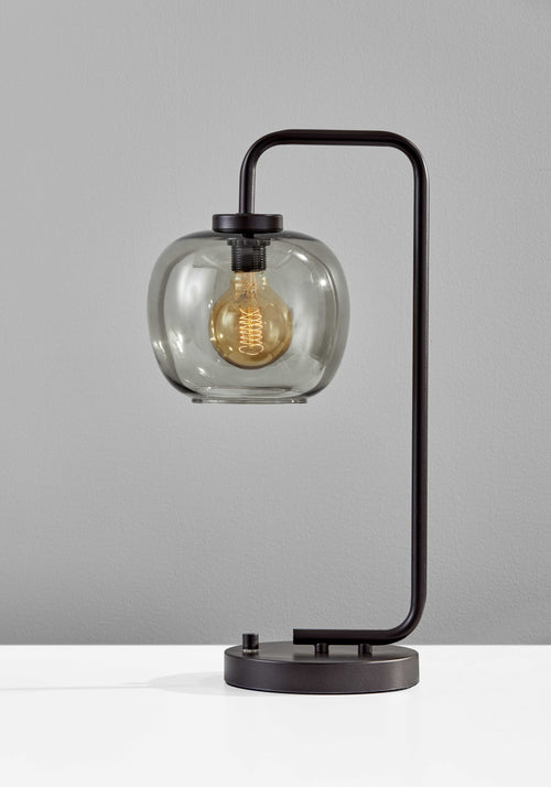 SMOKED GLASS GLOBE SHADE WITH VINTAGE EDISON BULB