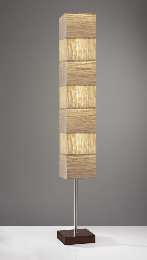 PAPER SHADE FLOOR LAMP WITH WALNUT WOOD BASE