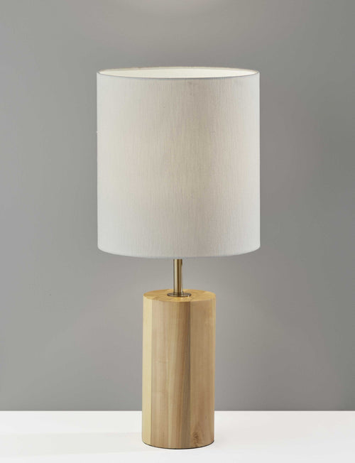 NATURAL WOOD CIRCULAR BLOCK TABLE LAMP