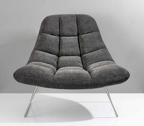 GREY SOFT FABRIC AND BRUSHED STEEL CHAIR