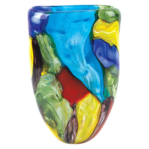 MULTICOLOR GLASS OVAL VASE