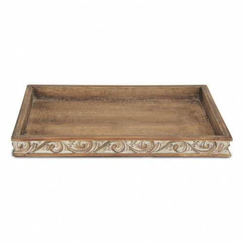 WOOD TRAY WITH SIDE CARVINGS