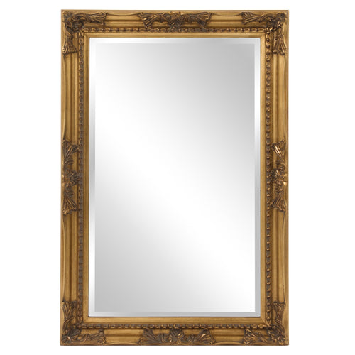 ANTIQUED GOLD WOOD FRAME MIRROR