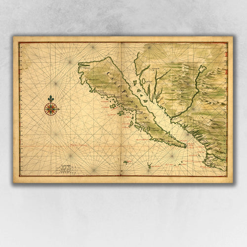 CALIFORNIA AS AN ISLAND C1650 VINTAGE MAP