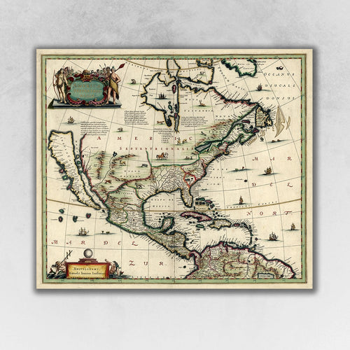 VINTAGE MAP OF EARLY NORTH AMERICA