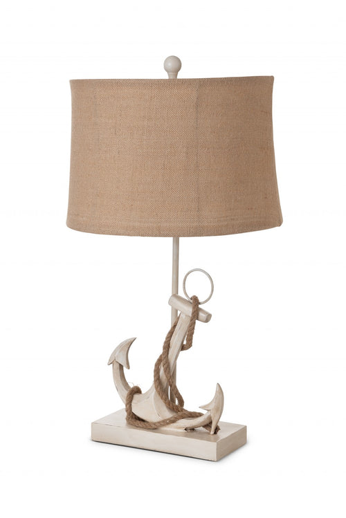 TAN AND WHITE ANCHOR TABLE LAMPS (SET OF 2)