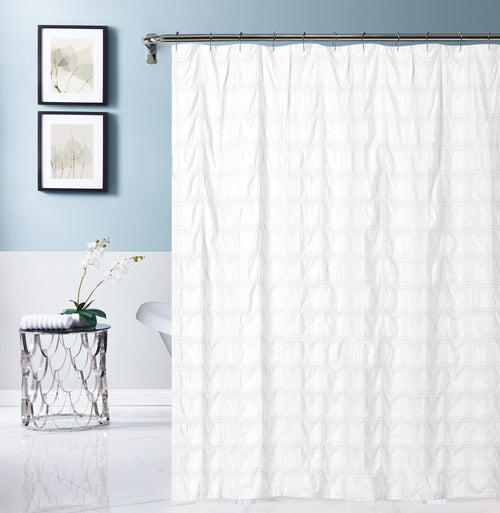 WHITE MODERN SHOWER CURTAIN