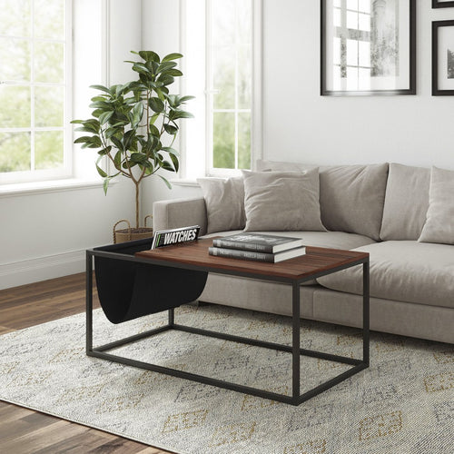 MODERN BLACK AND WALNUT SOFA TABLE