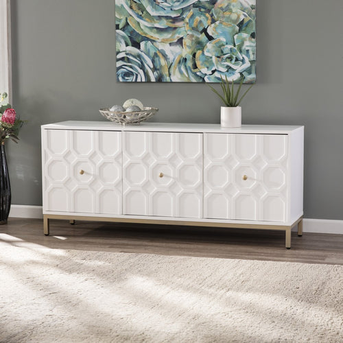 WHITE AND GOLD MOROCCAN ACCENT CABINET