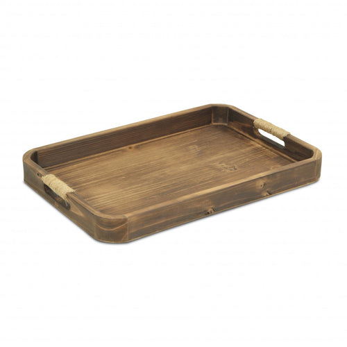 NATURAL DARK BROWN CURVED WOOD TRAY