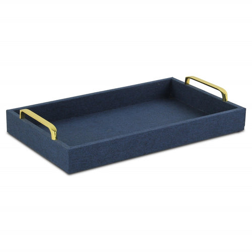 NAVY BLUE LINEN AND WOODEN TRAY