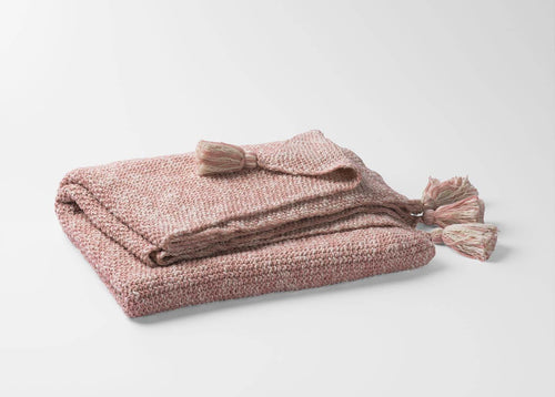 CORAL AND WHITE COTTON THROW BLANKET