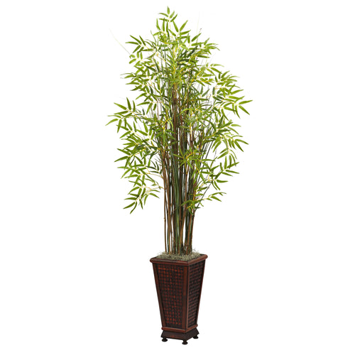 5.5’ GRASS BAMBOO PLANT W/DECORATIVE PLANTER