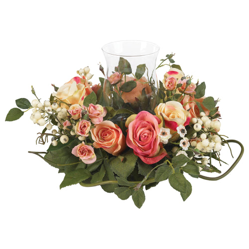 ROSE CANDELABRUM SILK FLOWER ARRANGEMENT