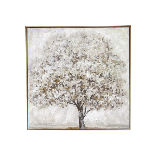 NEUTRAL GRAY AND TAN LARGE TREE CANVAS WALL ART