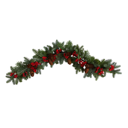 40” PINES, RED BERRIES AND PINECONES ARTIFICIAL CHRISTMAS GARLAND