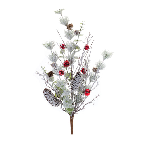 SNOW PINE SPRAY WITH SLEIGH BELLS (SET OF 6)