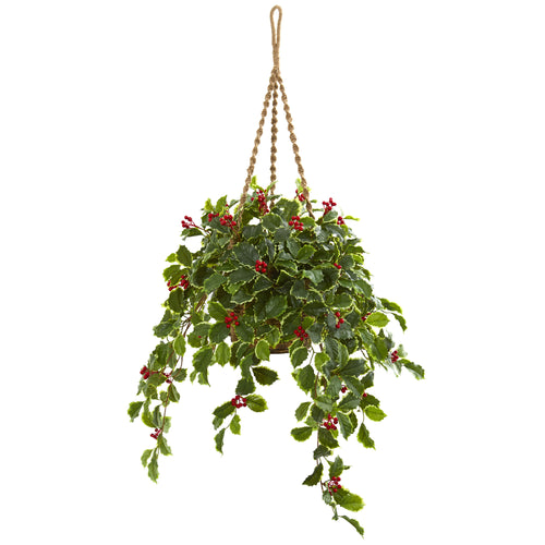 40” VARIEGATED HOLLY WITH BERRIES ARTIFICIAL PLANT