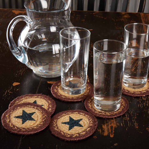 POTOMAC JUTE COASTER STENCIL STAR SET OF 6