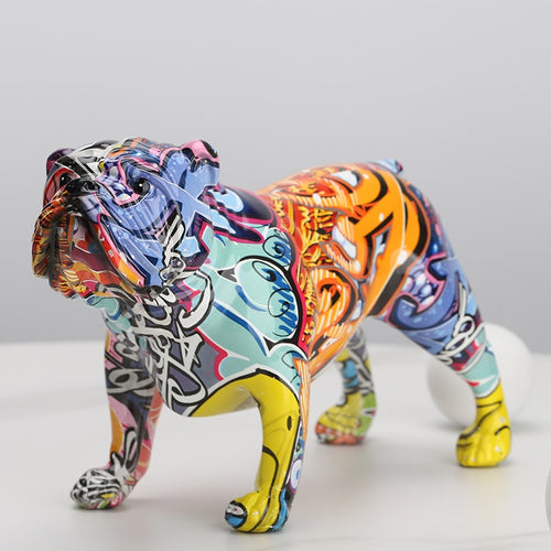 COLORFUL ENGLISH BULLDOG FIGURINES