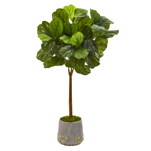 41” FIDDLE LEAF ARTIFICIAL TREE IN STONEWARE PLANTER