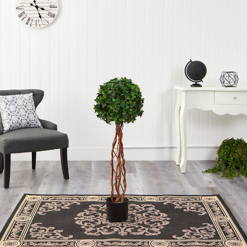 ENGLISH IVY SINGLE BALL TOPIARY ARTIFICIAL TREE WITH NATURAL TRUNK