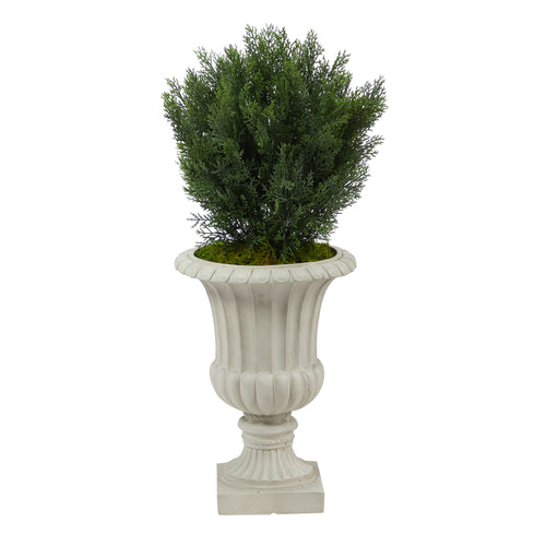 39” CEDAR ARTIFICIAL TREE IN SAND FINISHED URN