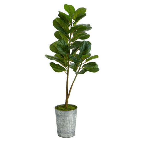 4’ FIDDLE LEAF FIG ARTIFICIAL TREE IN METAL PLANTER
