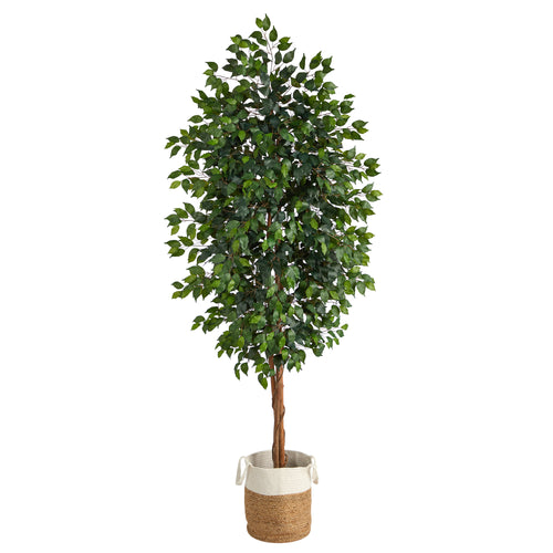 8’ FICUS ARTIFICIAL TREE WITH HANDMADE NATURAL JUTE