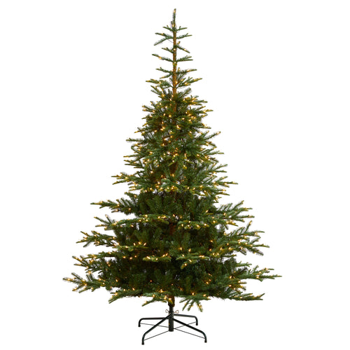 LAYERED WASHINGTON SPRUCE CHRISTMAS TREE WITH CLEAR LIGHTS AND BENDABLE BRANCHES