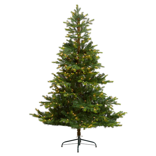 NORTH CAROLINA SPRUCE ARTIFICIAL CHRISTMAS TREE WITH CLEAR LIGHTS AND BENDABLE BRANCHES