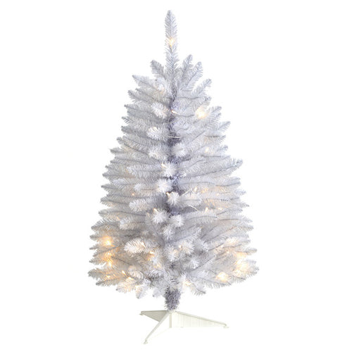 SLIM WHITE ARTIFICIAL CHRISTMAS TREE WITH WARM WHITE LED LIGHTS AND BENDABLE BRANCHES