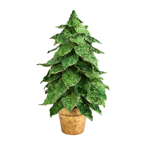 MINI VELVET CHRISTMAS ARTIFICIAL TREE IN GOLDEN PLANTER