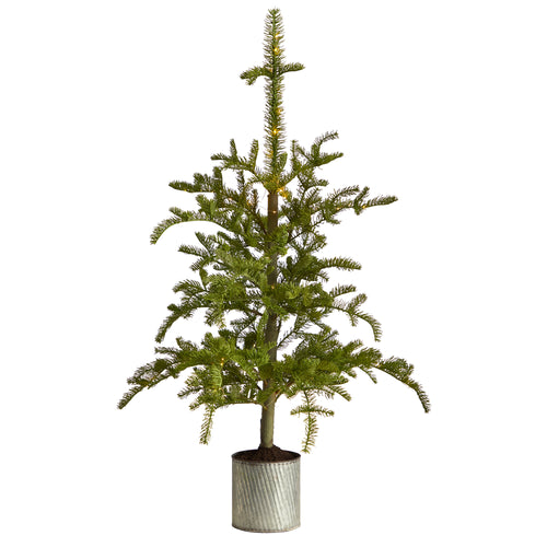 PRE-LIT CHRISTMAS PINE ARTIFICIAL TREE IN DECORATIVE PLANTER