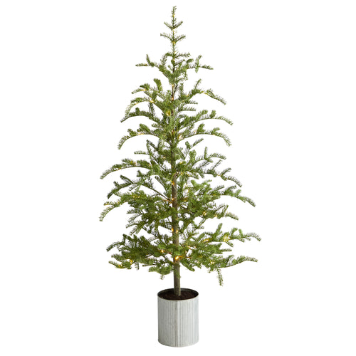 PRE-LIT PINE ARTIFICIAL CHRISTMAS TREE IN DECORATIVE PLANTER WITH 150 LIGHTS
