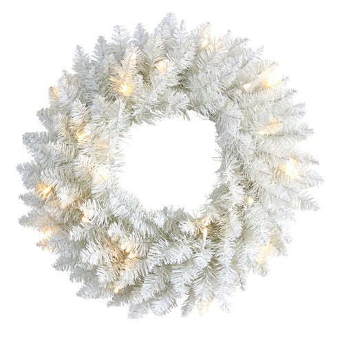 COLORADO SPRUCE ARTIFICIAL CHRISTMAS WREATH WITH BENDABLE BRANCHES AND WARM LED LIGHTS